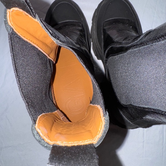 GANNI Cleated Heeled Mid Chelsea Boots in Black Naplack GUC - Picture 10 of 14